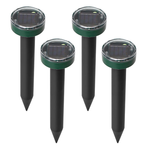 4Pcs Solar Powered Mole Repeller Sonic Gopher Stake Repellent Waterproof