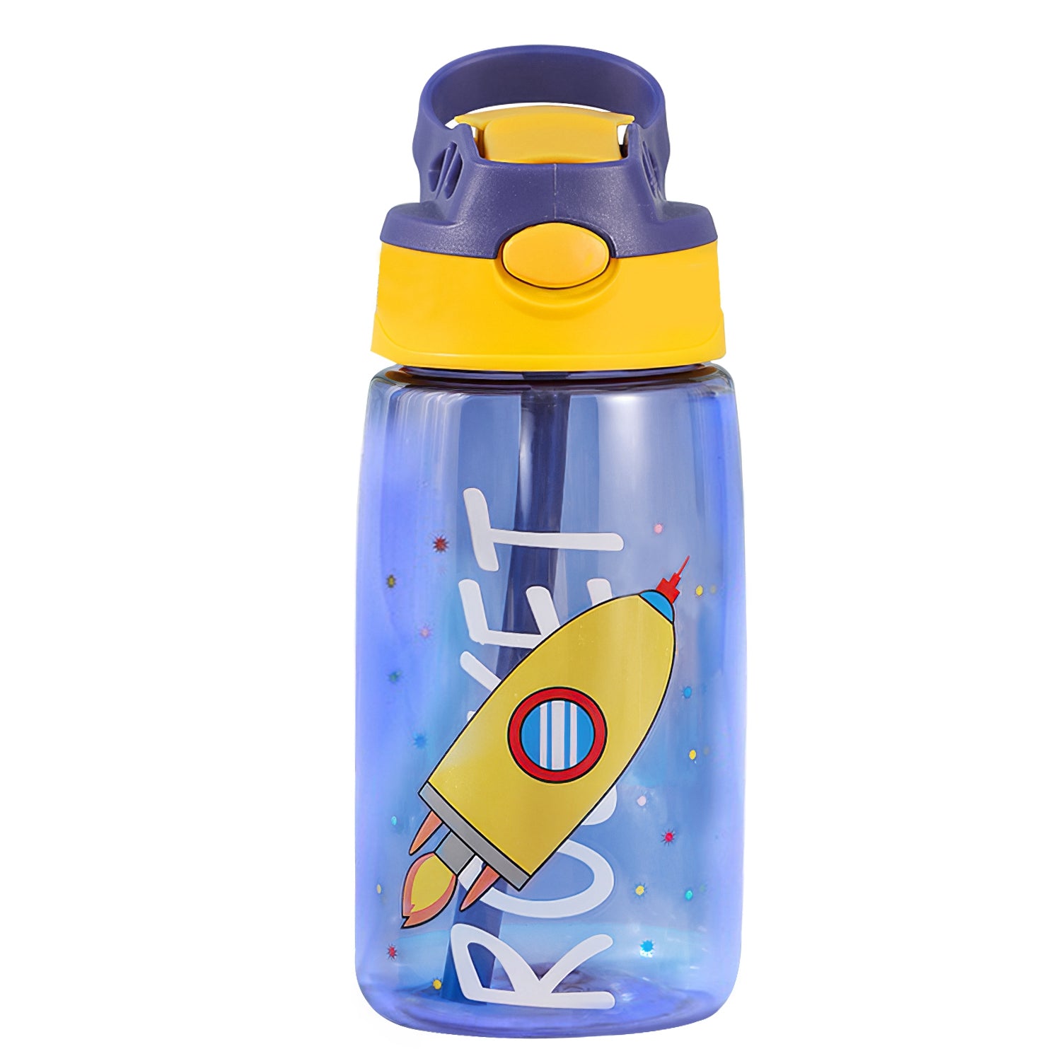 16.2Oz Leak-proof Kids Water Bottle with Straw Push Button Sport Water Bott 8534