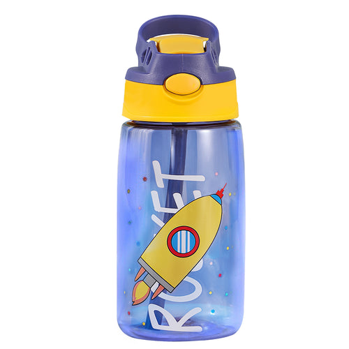 16.2Oz Leak-proof Kids Water Bottle with Straw Push Button Sport Water Bott 8534