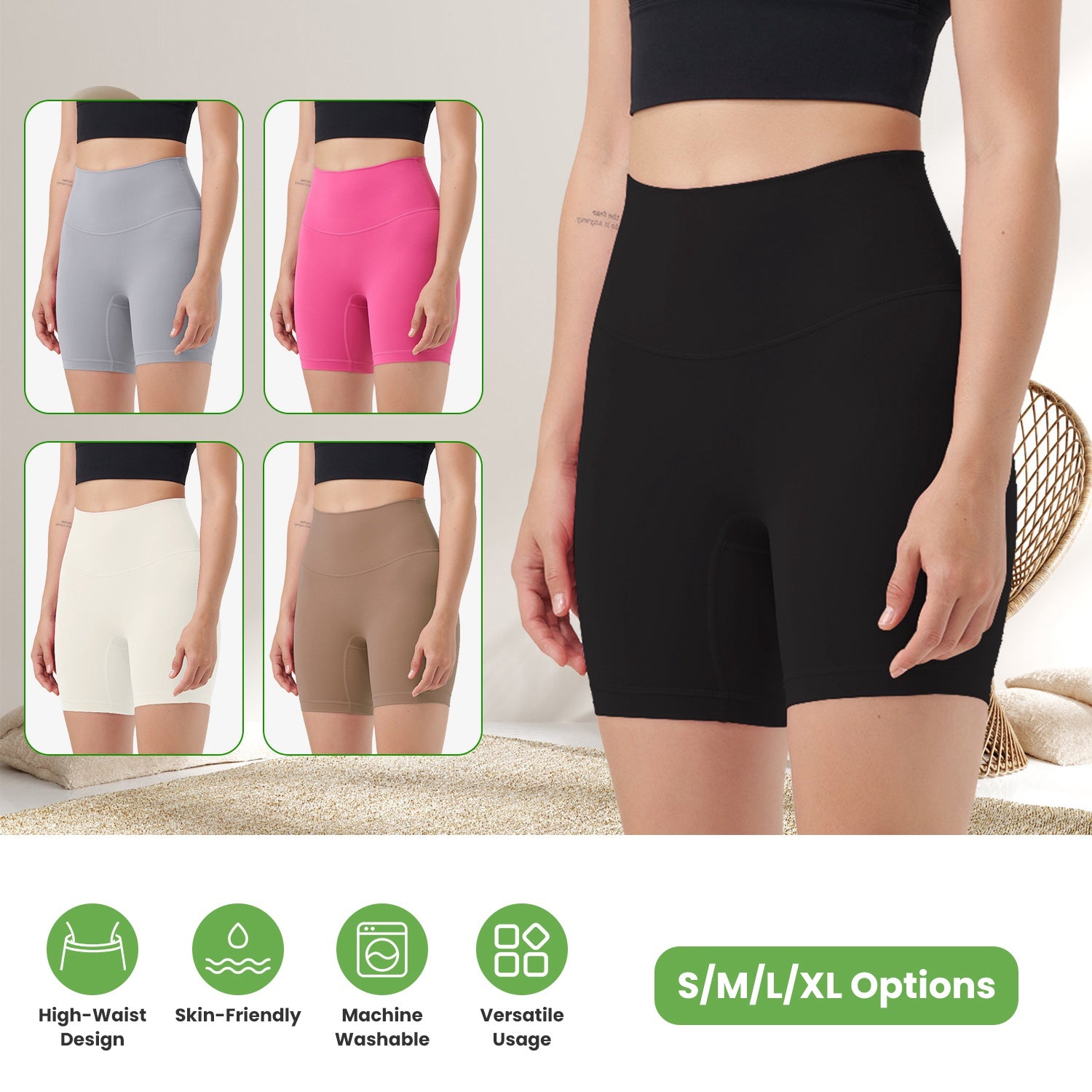 Women s High Waist Biker Shorts Tummy Control Pants Athletic Leggings Spandex