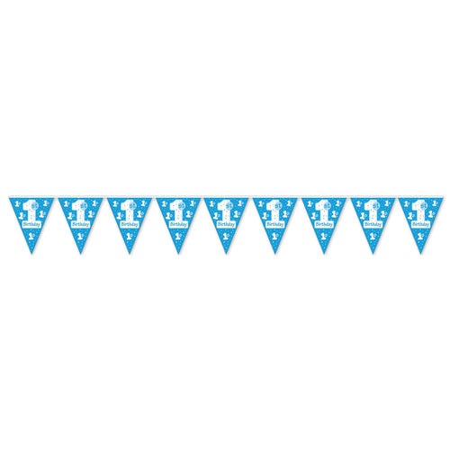 Beistle 1st Birthday Pennant Banner (Blue) | Party Supply | Decoration