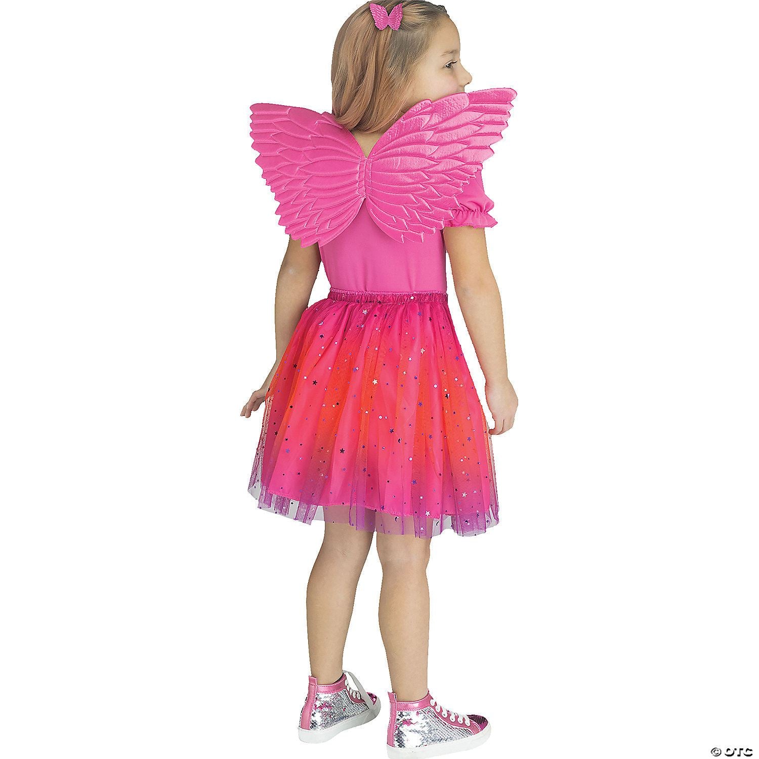 Boys | Kid's Metallic Pink Fabric Foam Wings Costume Accessory | Pink-Metallic