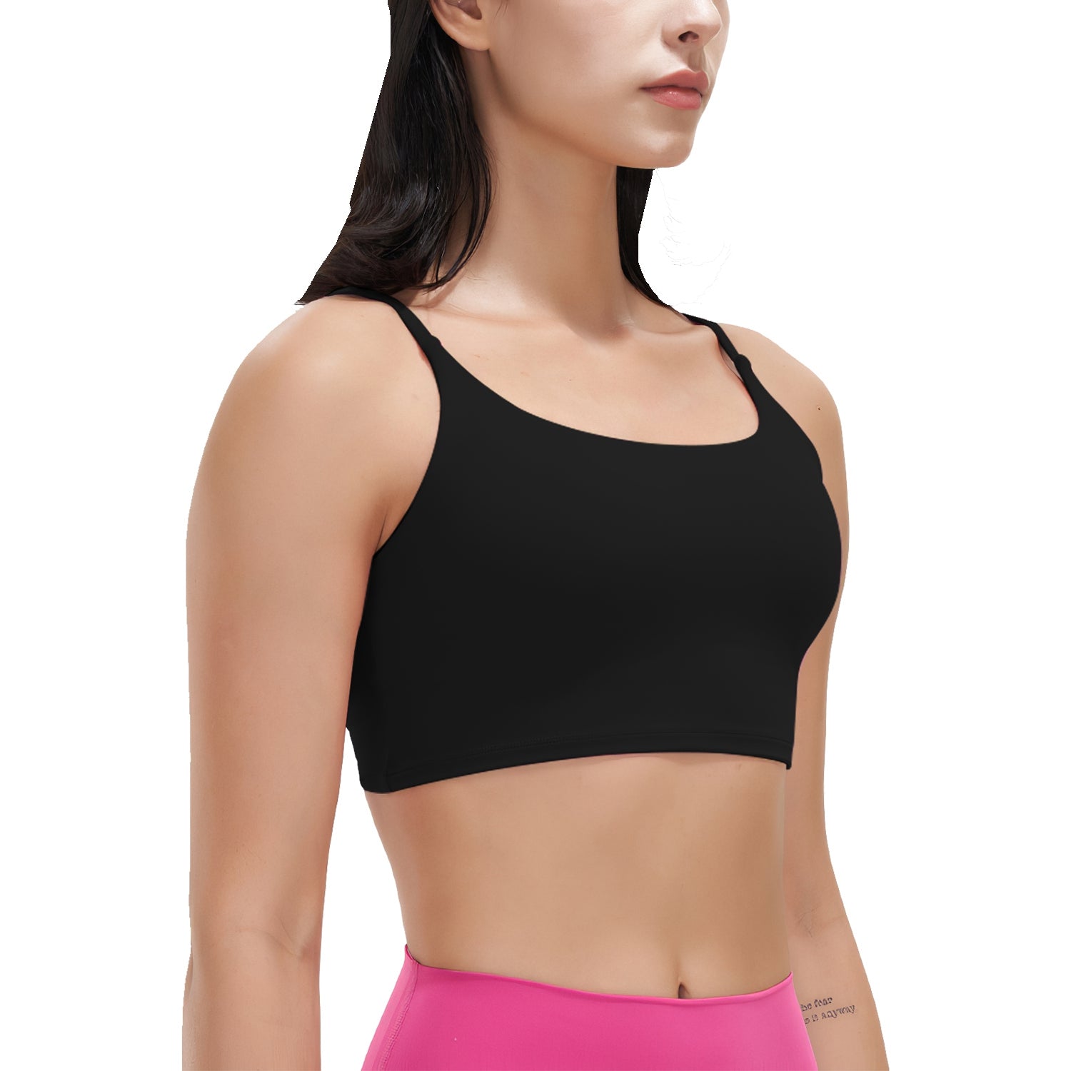 Women Strap Sport Bras Padded Strappy Crop Square Neck Low Impact Bras Sexy