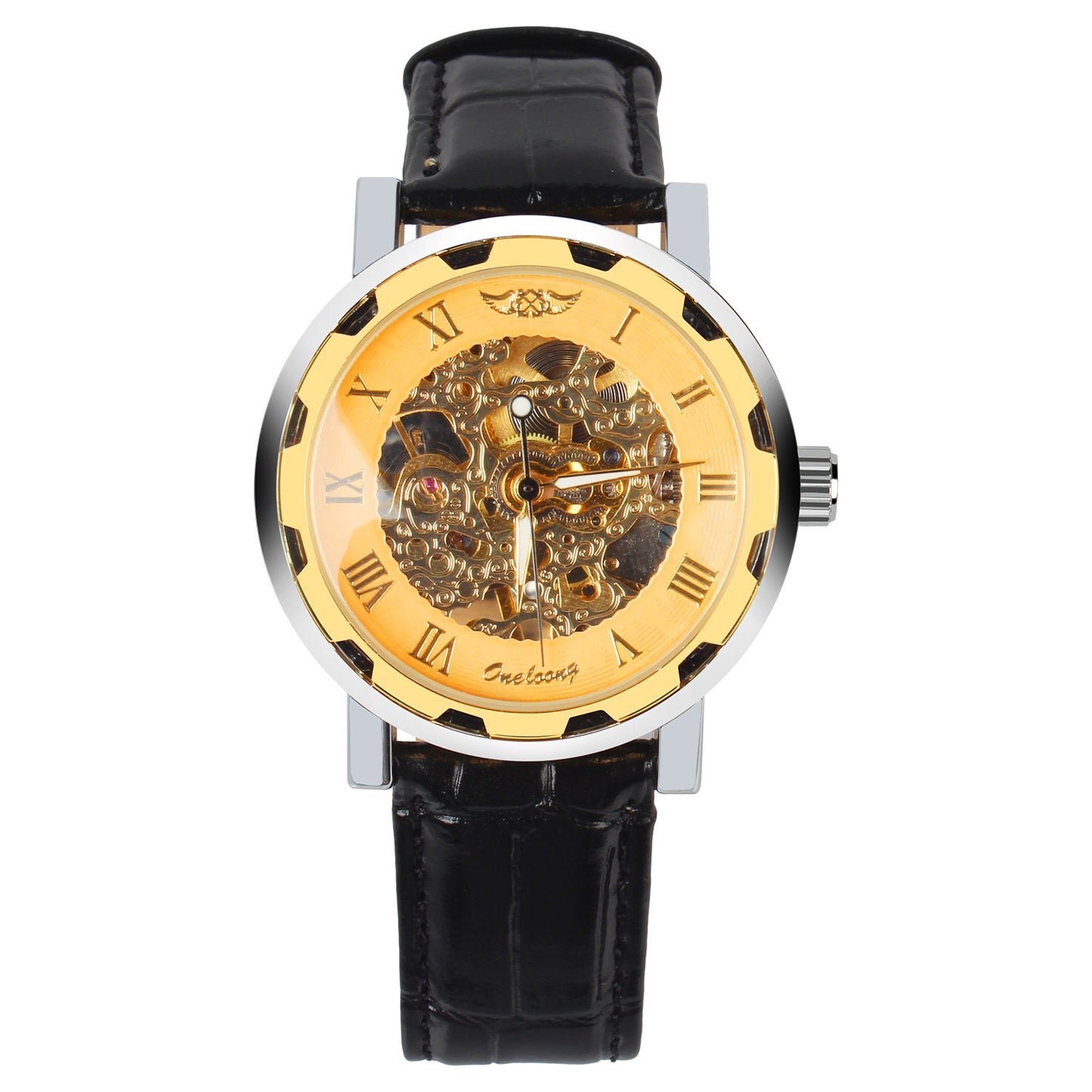 Gold Dial Skeleton Mechanical Watch Apparel & Jewelry Men Apparel