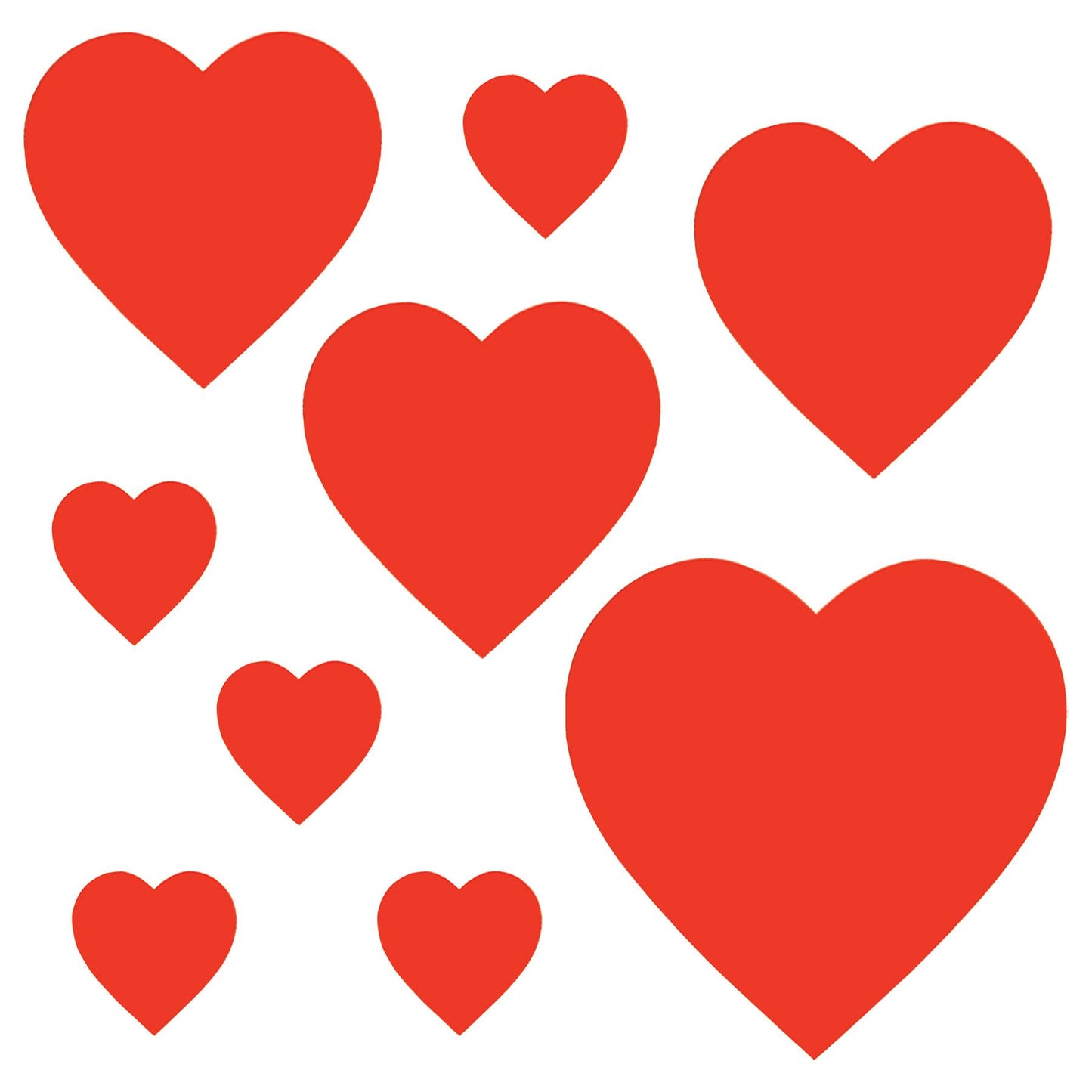 Assorted Red Hearts (9/pkg)