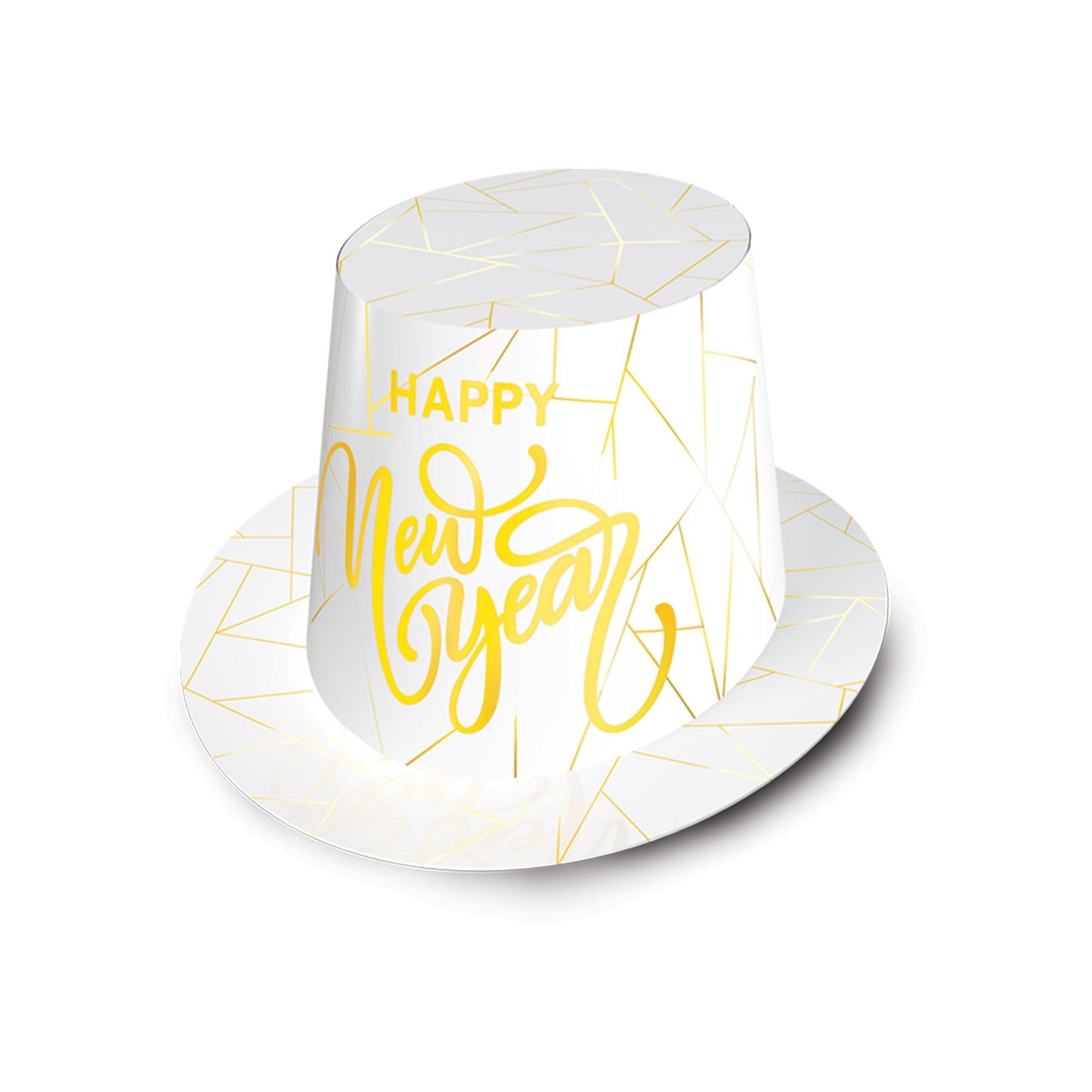 Beistle White New Year Gold Hi-Hat - New Years | Party Supply | Decoration
