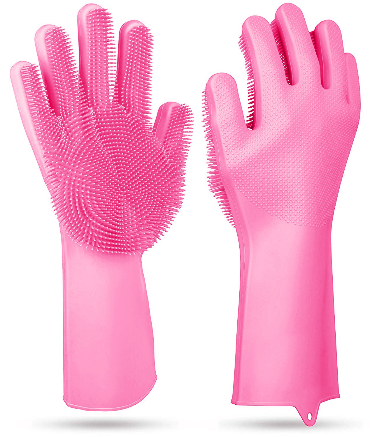 1 Pair Magic Silicone Brush Dishwashing Gloves Cleaning Sponge Pet Scrubber 3645