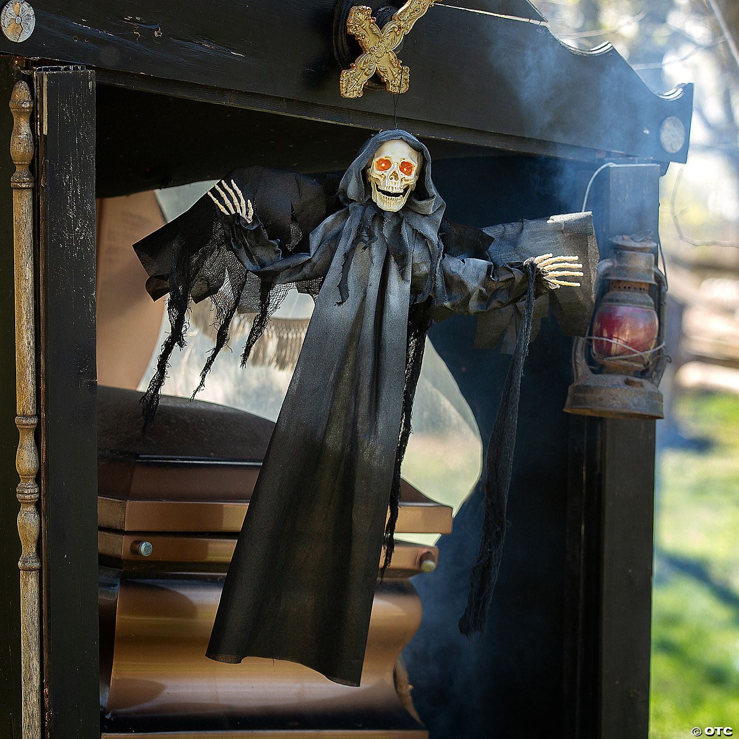 3 Ft. Animated Grim Reaper with Wings Hanging Halloween Decoration