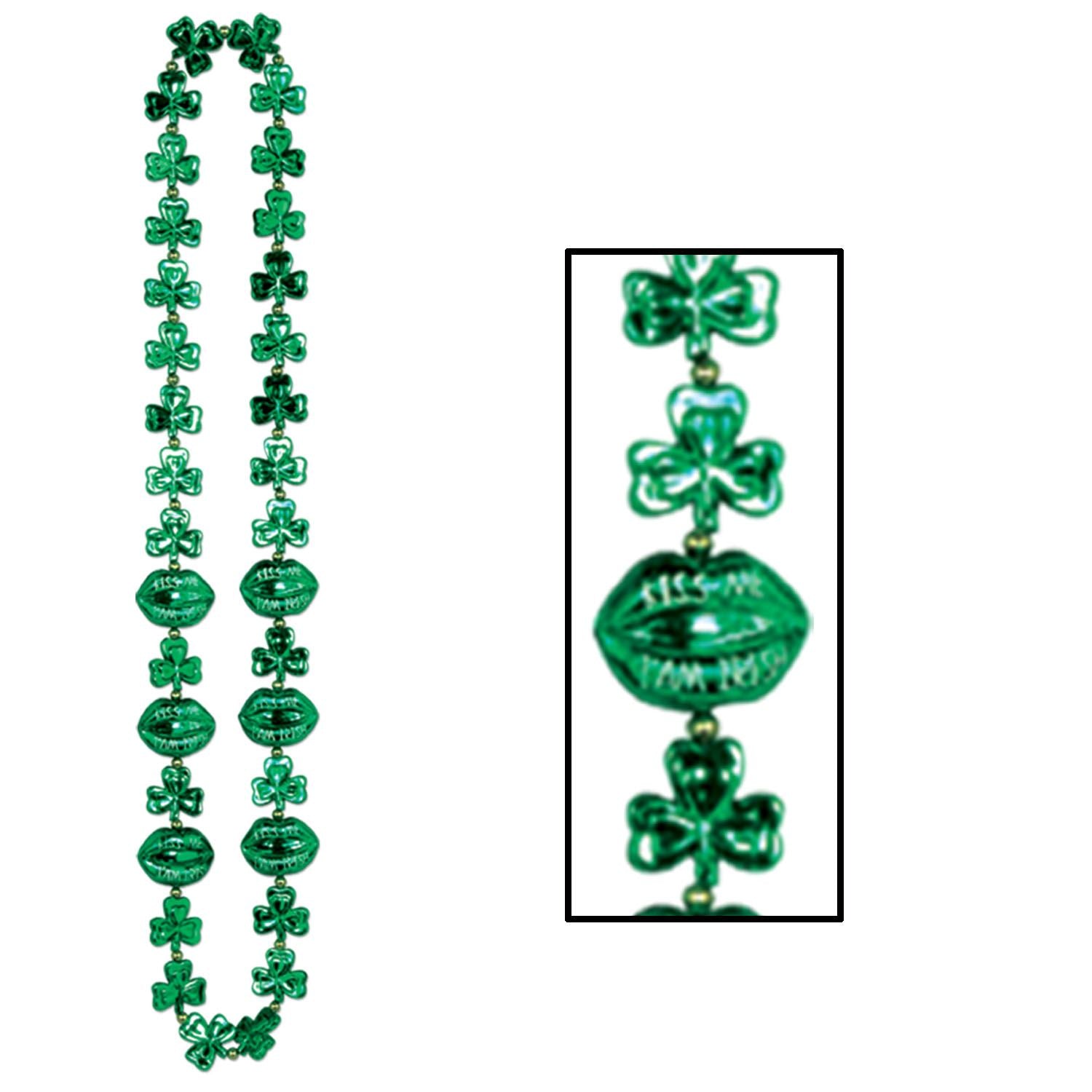Beistle Shamrock Beads w/Kiss Me Lips - St. Patricks | Party Supply