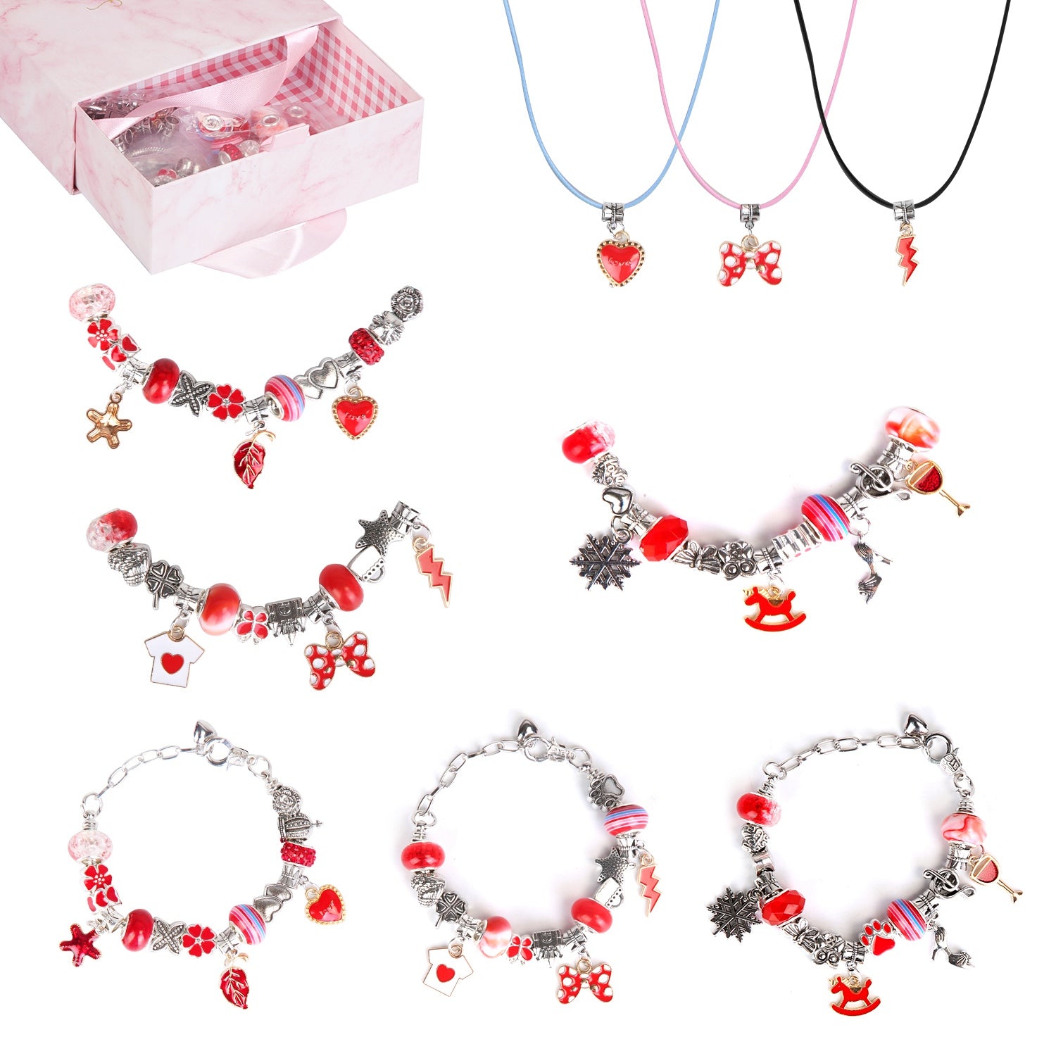 66Pcs Charm Bracelet Making Kit Kids Jewelry Necklace Making Kits Colorful
