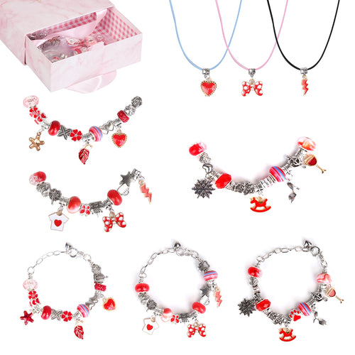 66Pcs Charm Bracelet Making Kit Kids Jewelry Necklace Making Kits Colorful