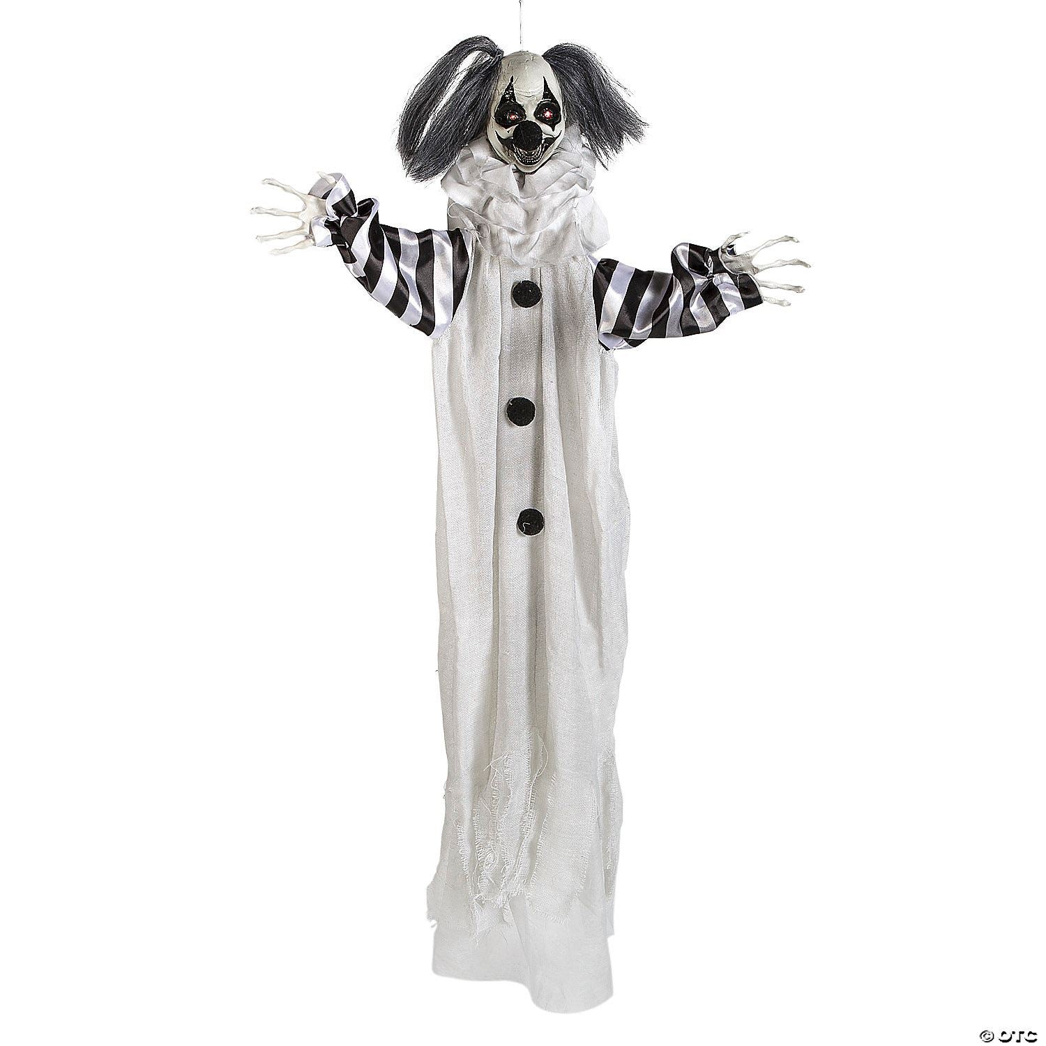 43 1/4" Black and White Animated Light-Up Clown Halloween Decoration