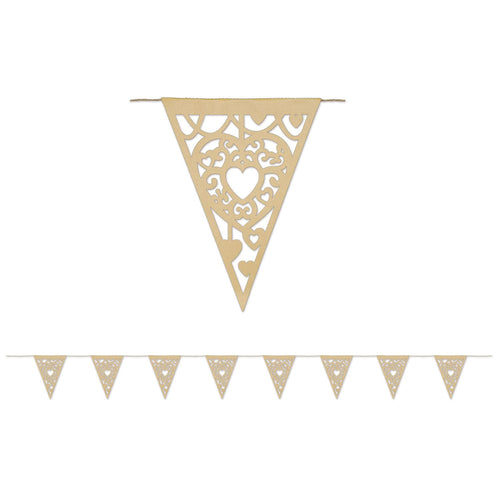 Beistle Die-Cut Kraft Paper Heart Pennant Banner - Wedding | Party Supply