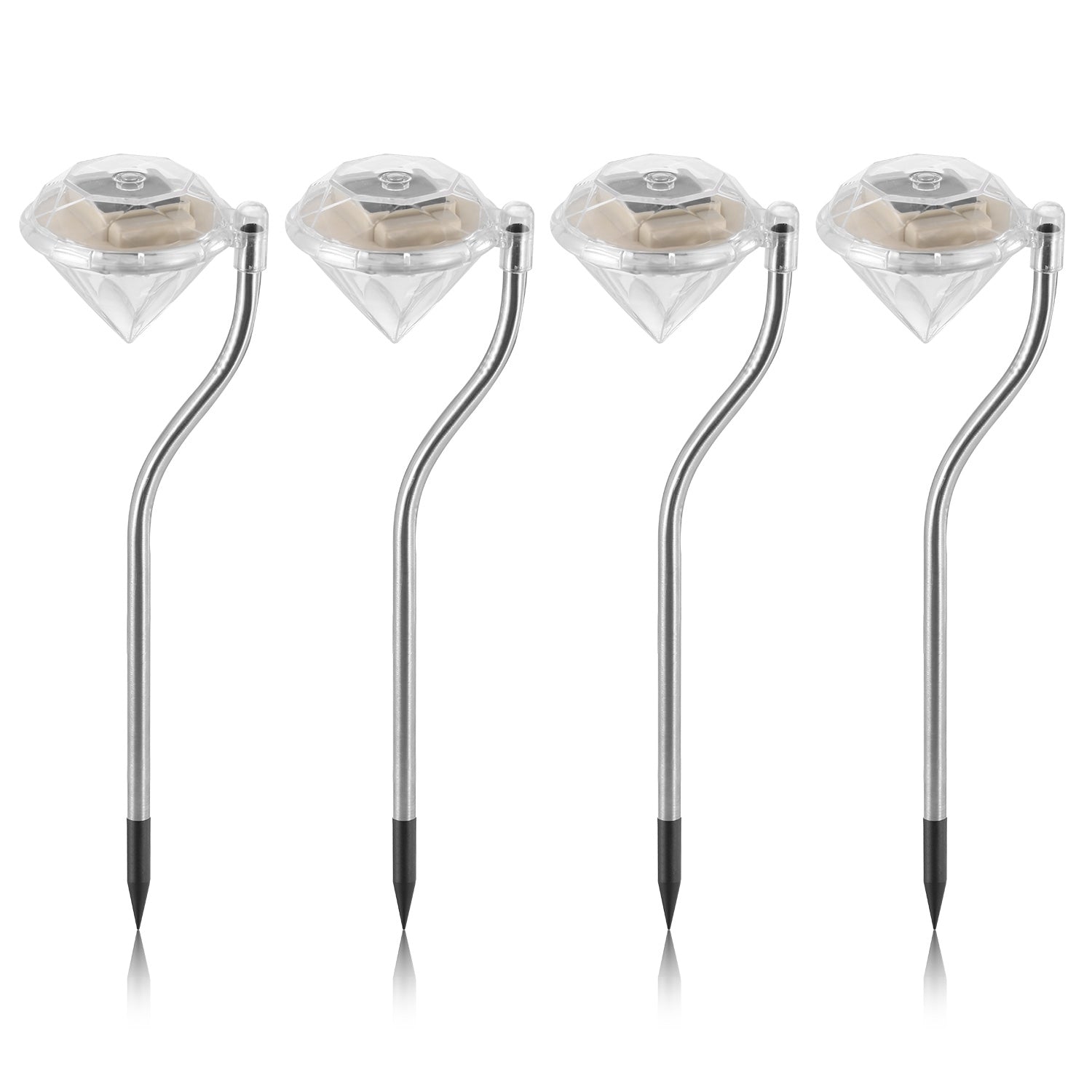 4Pcs Solar Garden Light Outdoor Diamond LED Light 7-Color Changing IP65