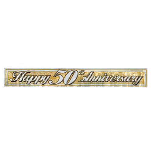Beistle 50th Metallic Anniversary Banner | Party Supply | Decoration