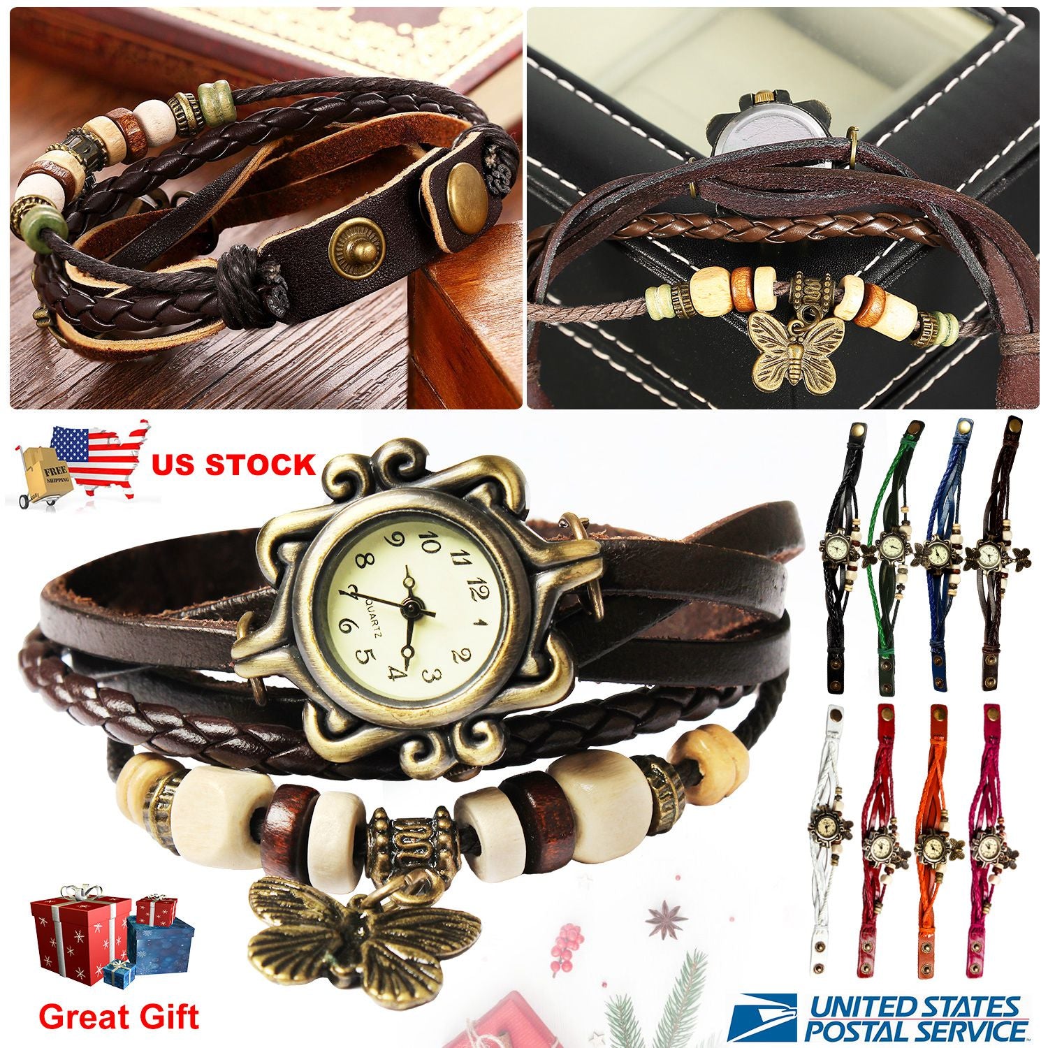 Vintage Women s Watch Bohemian Handmade Leather Watch Quartz Wrist Watch