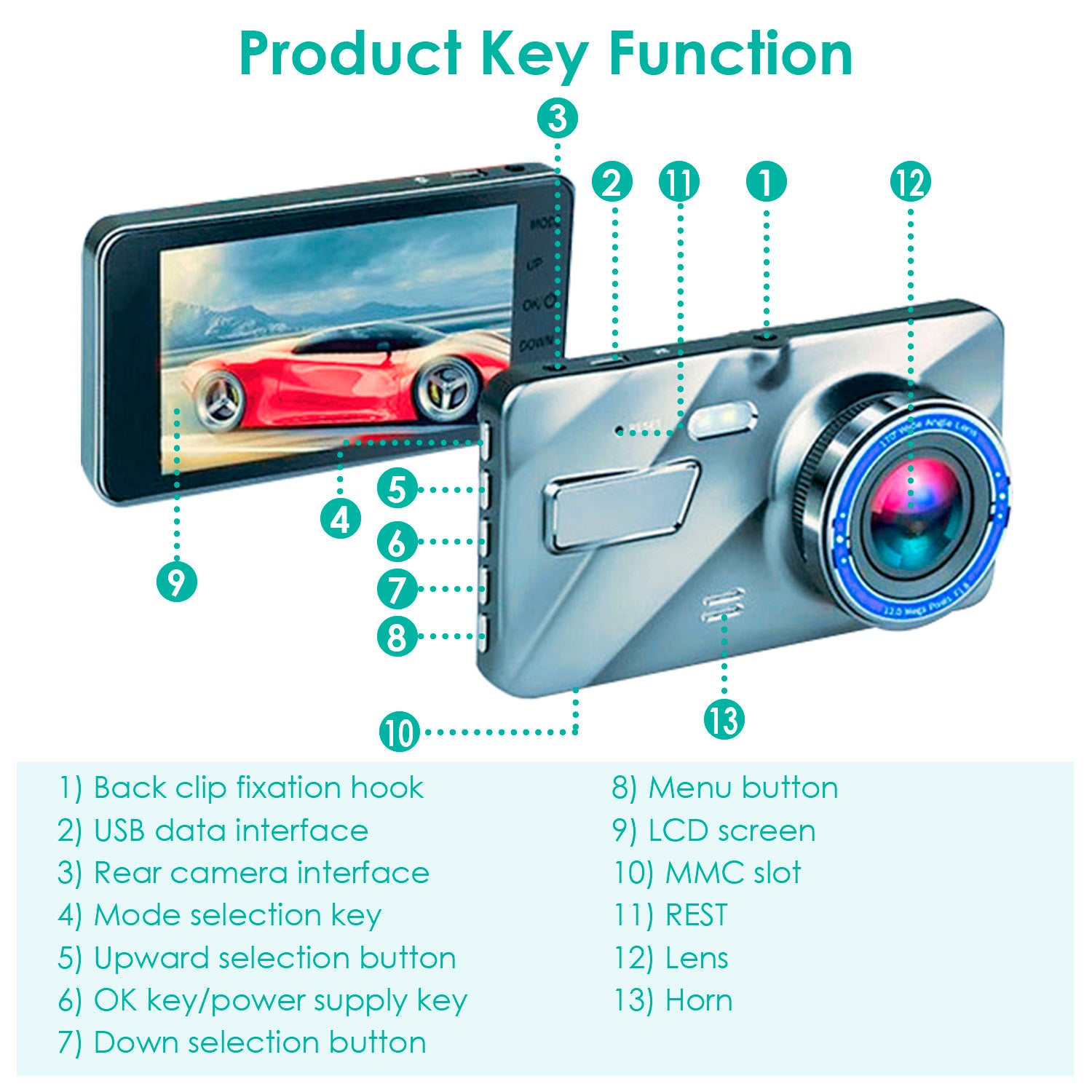 720P Dual Dash Cam Car Camera Recorder Looping Recording Car DVR Driving