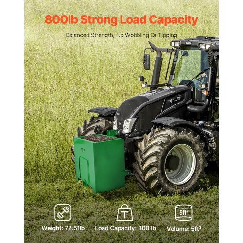 Ballast Box 3 Point Category 1 Tractor Heavy-Duty Thickened Hard Steel Green