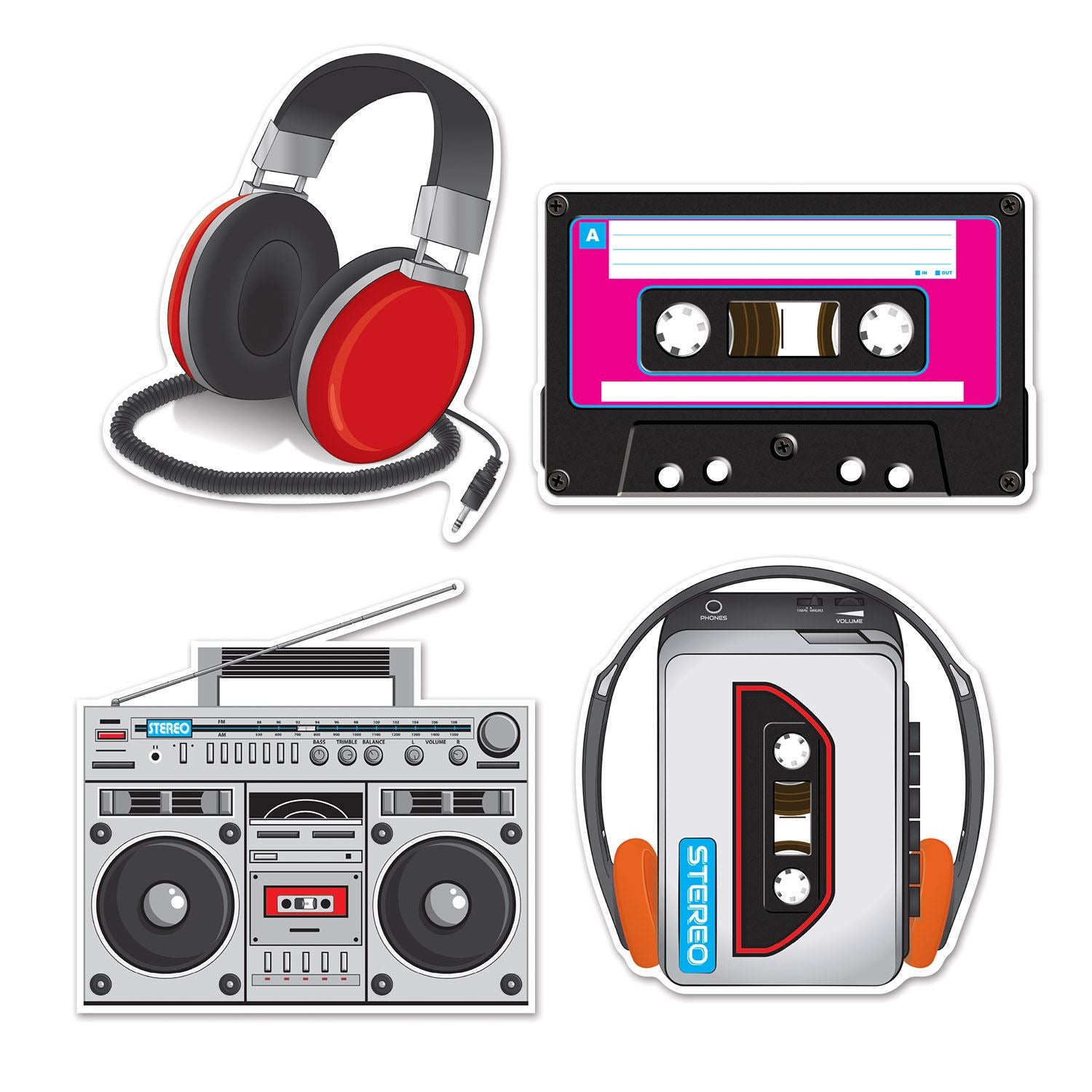 Beistle Cassette Player Cutouts - 80's | Party Supply | Decoration