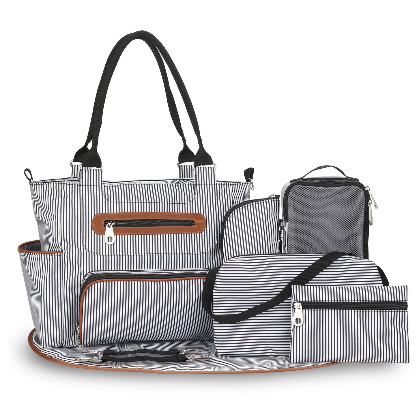 8Pcs Baby Nappy Diaper Bags Set for Mom Dad Mummy Handbags Multifunctional