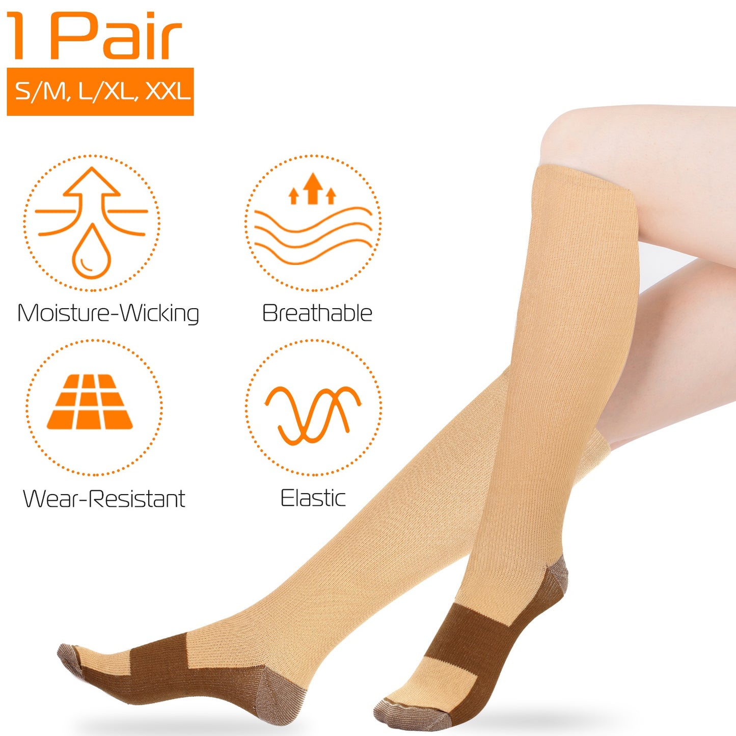 Unisex Copper Compression Socks Women Man Durable Hose Graduated Support Socks