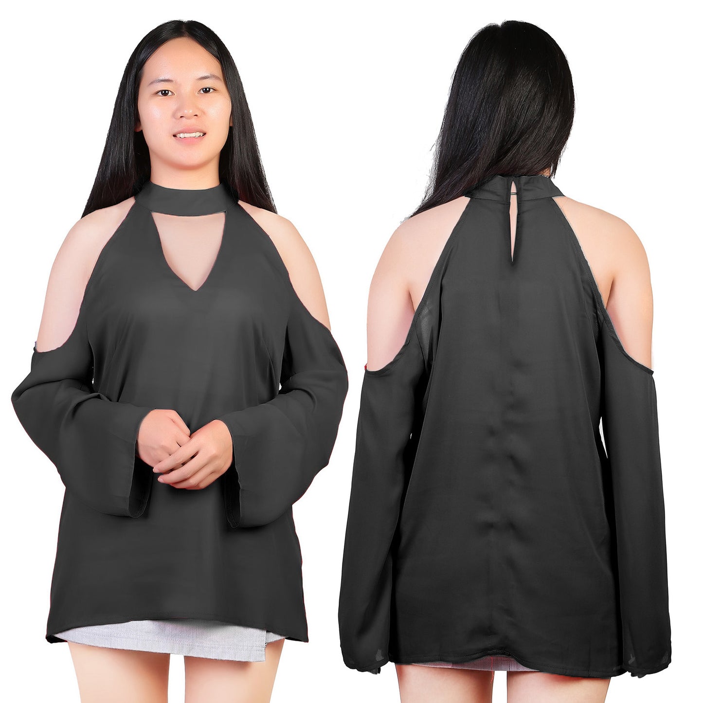 Women s Sexy Off The Shoulder Blouses Cold Shoulder Tops V-Neck Long Sleeve