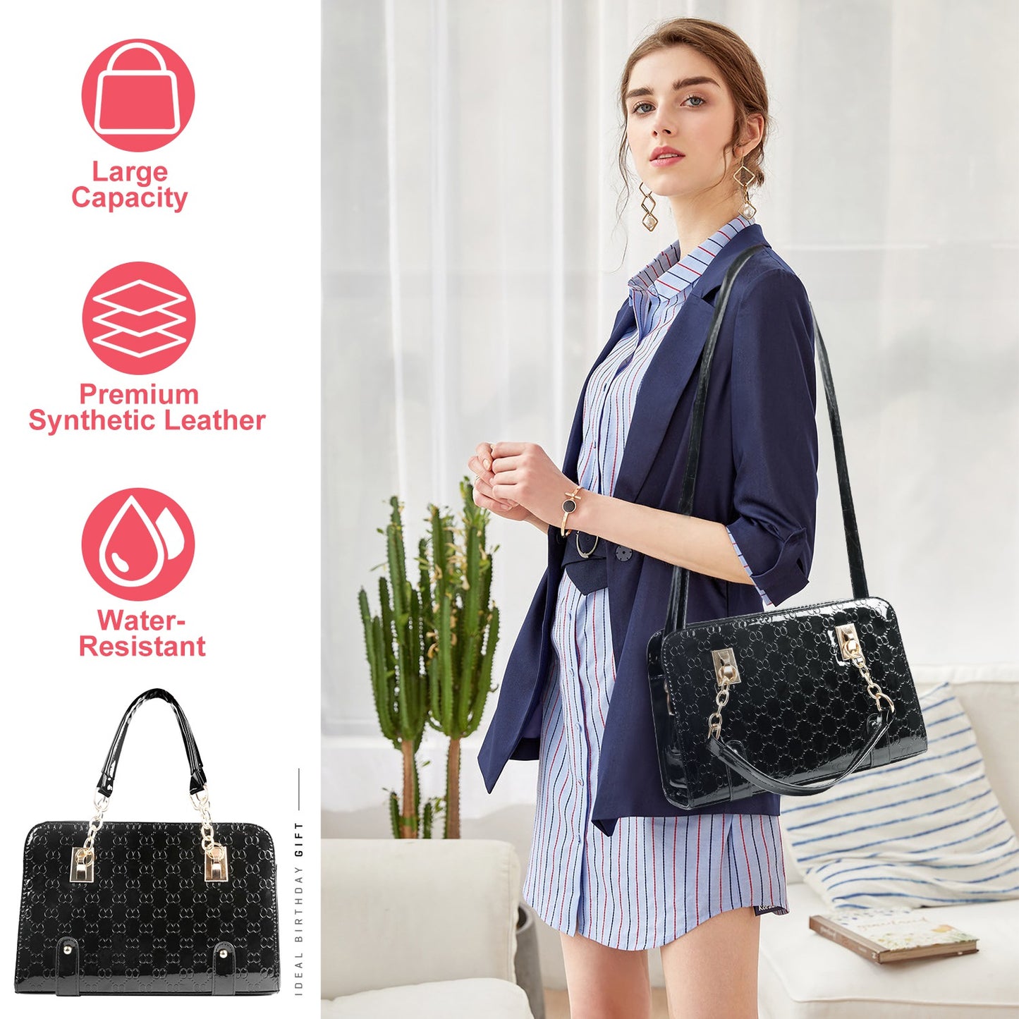 Women s Fashion Leather Handbag Lady Purses Tote Bags Shoulder Satchel