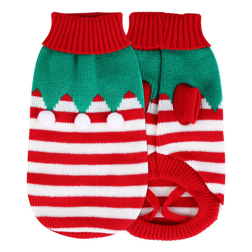Pet Christmas Turtleneck Sweater Dog Cat Christmas Clothes Snowman Stripes 8926