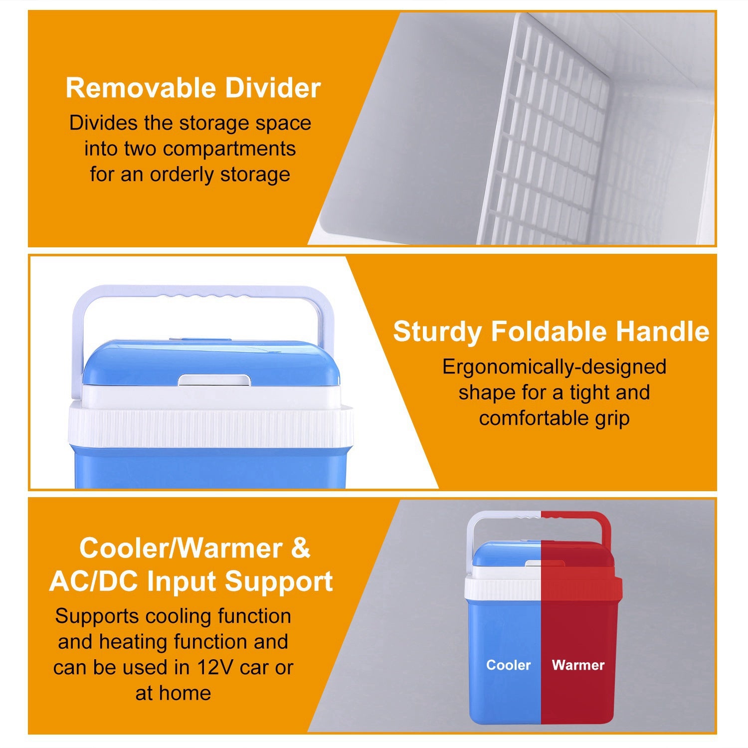 24L Portable Car Cooler 12V Car Refrigerator Travel Cooling Warmer Fridge Box