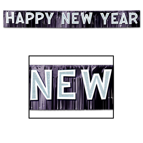 Beistle Black and White Metallic Happy New Year Banner - New Years | Party