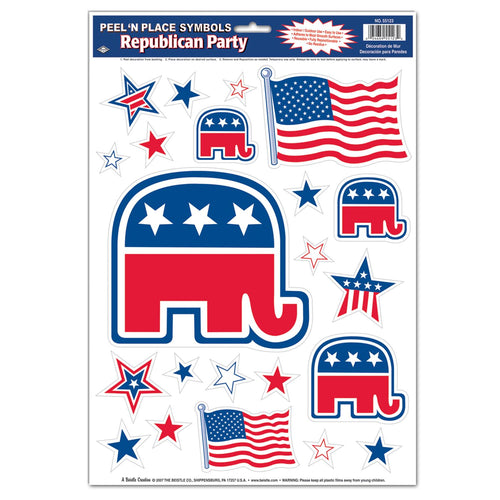 Beistle Republican Party Peel N Place - Patriotic | Party Supply | Decoration