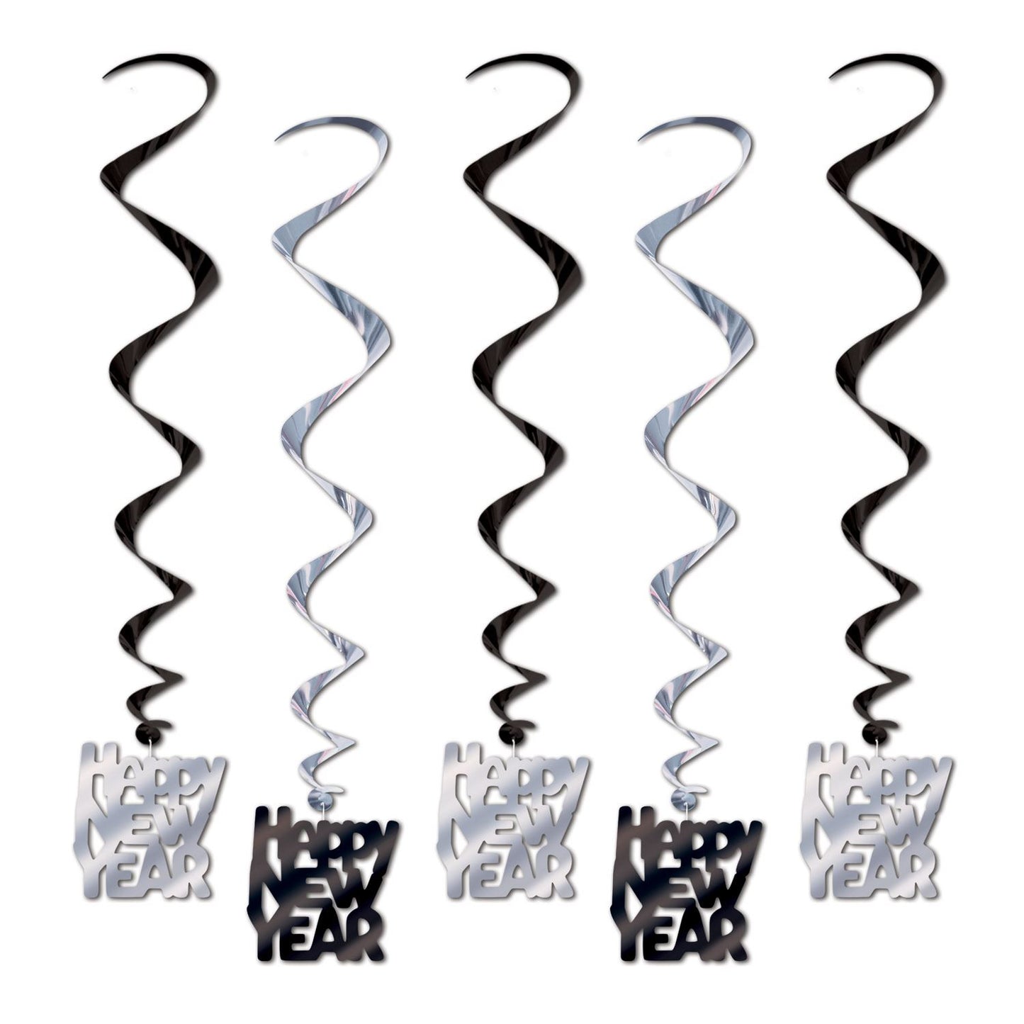 Beistle Black and Silver Happy New Year Whirls - New Years | Party Supply