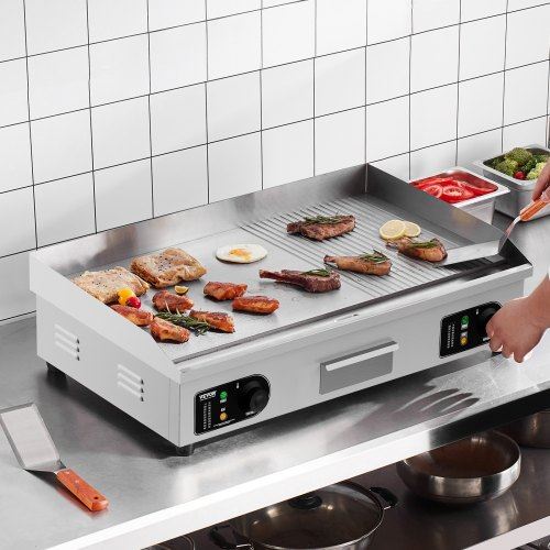 Commercial Electric Griddle 2800W Countertop Half-Flat Top Grill