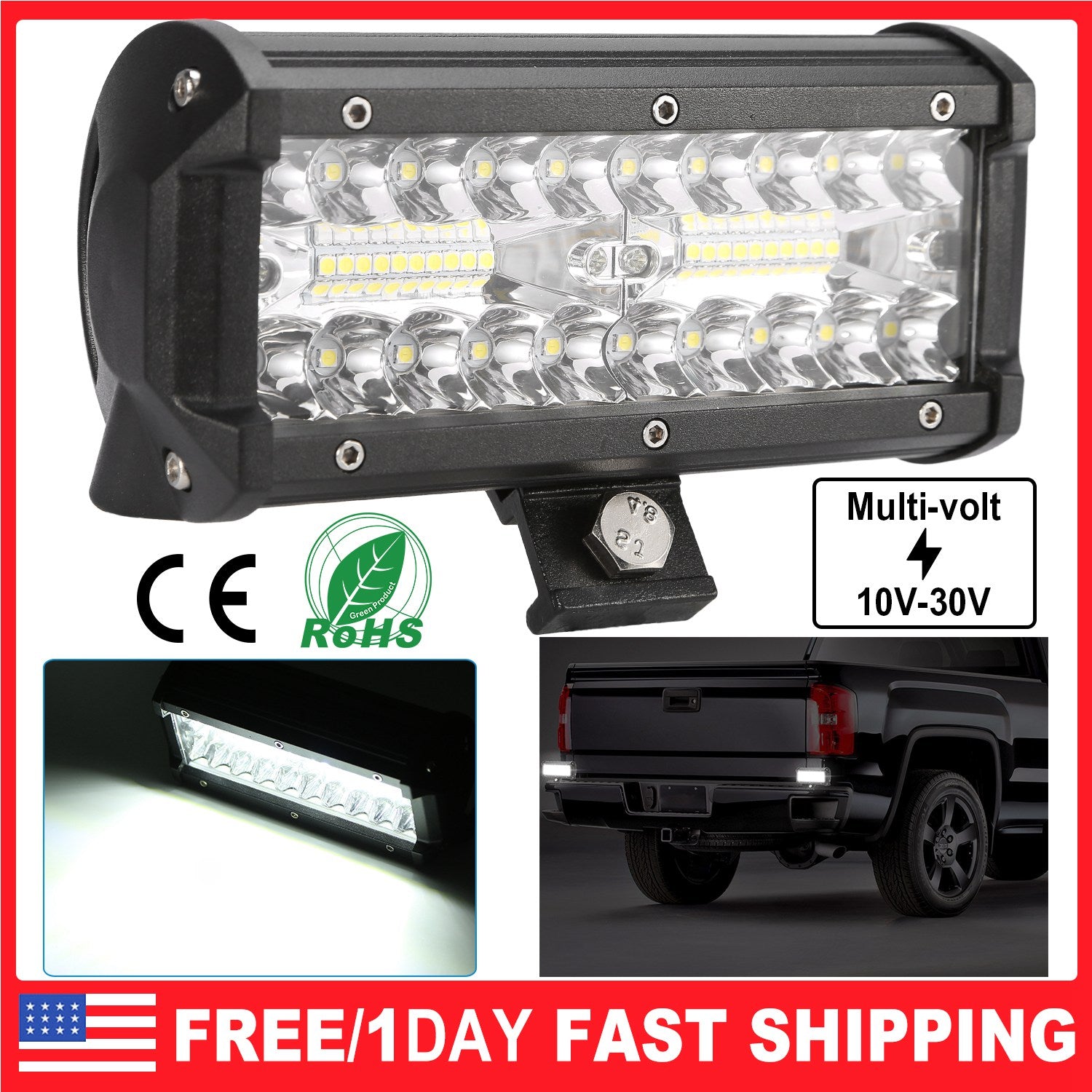 7" LED Light Bar 120W 12000LM LED Work Light Pods Offroad Driving Lights IP67