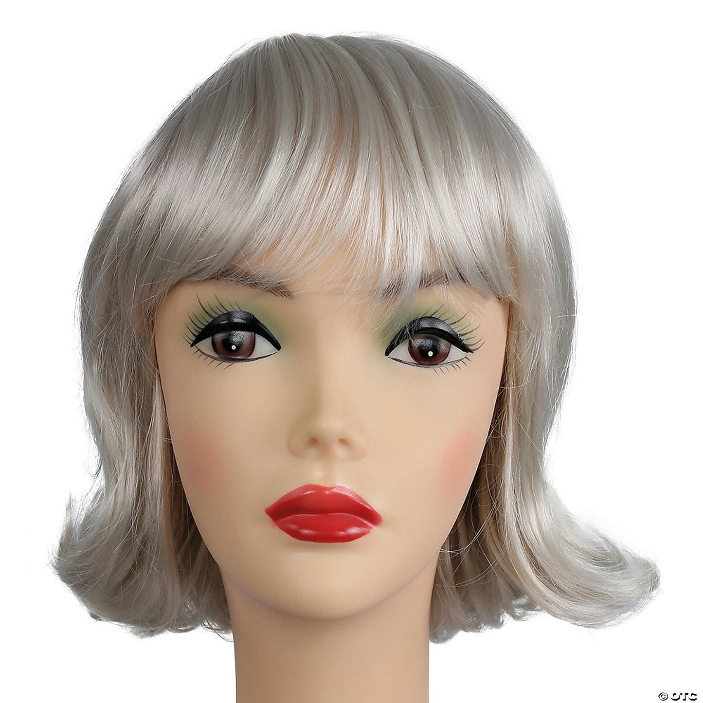 Womens White 60s Short Lucy Flip Wig