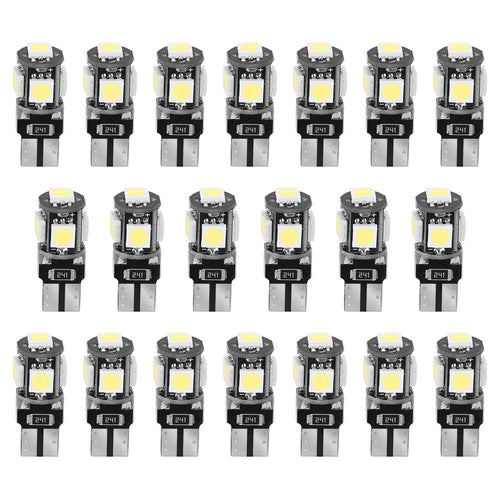 20Pcs T10 SMD5050 LED Light Bulbs 6000K Wedge Light Lamps Dome Map License