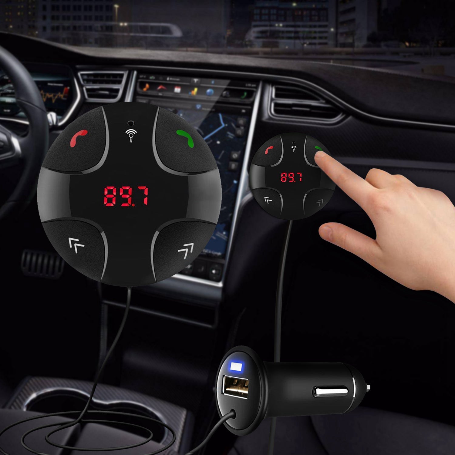 Wireless FM Transmitter wireless 4.2 Car Kit Fast USB Charge Hands-free Call
