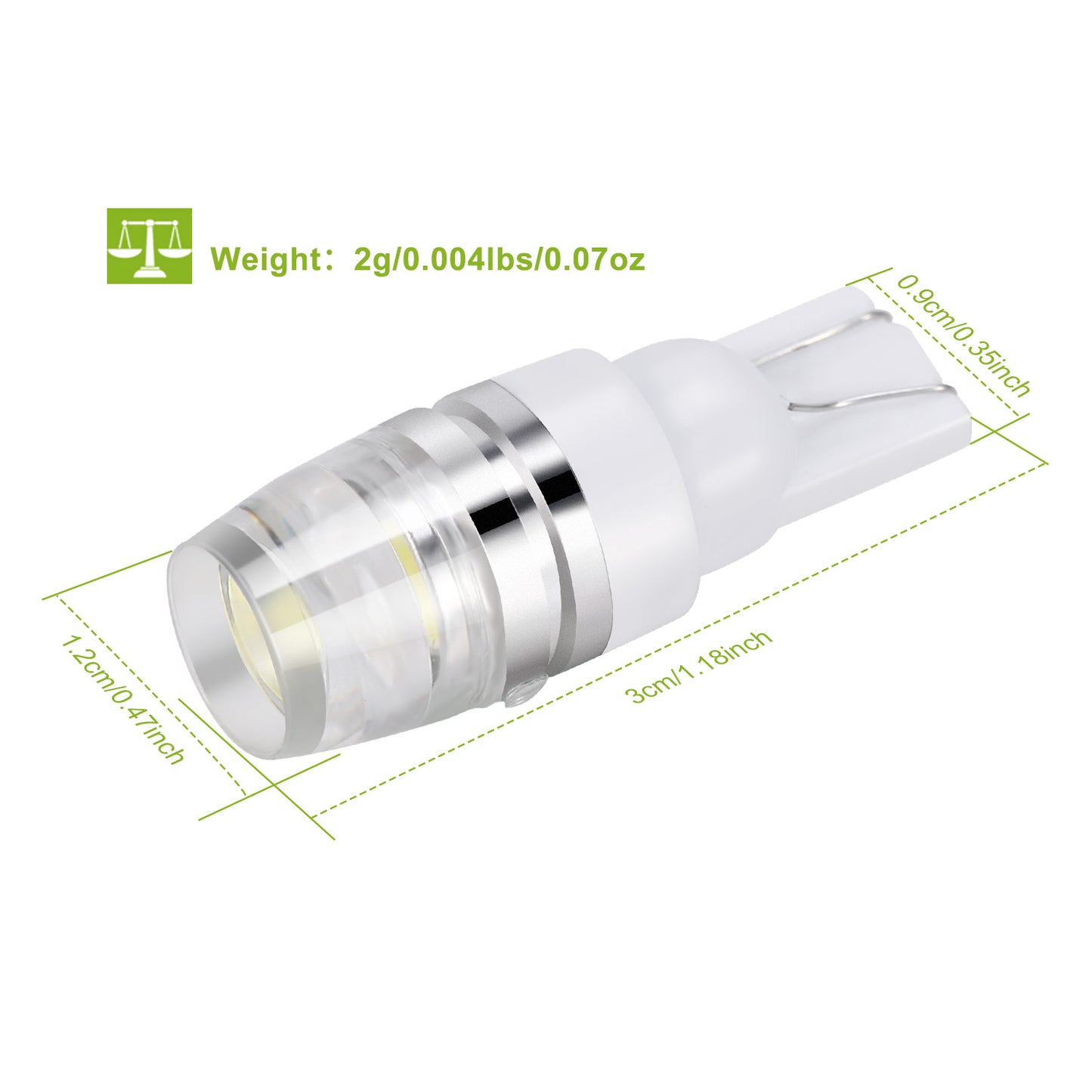 10PCS T10 LED Bulbs 194 LED Lights 12V 1W 5730 Xenon White Wedge Base LED