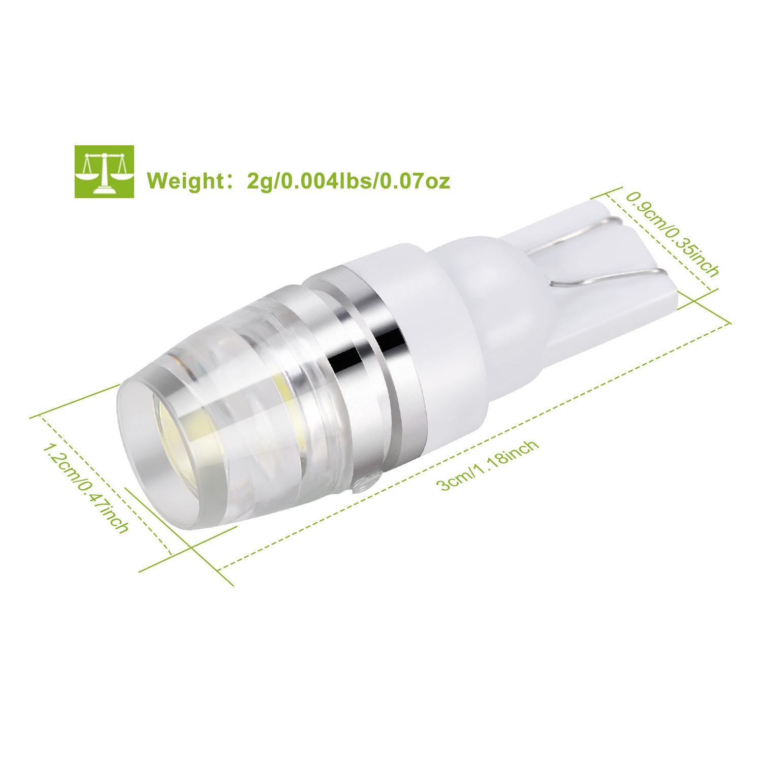 10PCS T10 LED Bulbs 194 LED Lights 12V 1W 5730 Xenon White Wedge Base LED