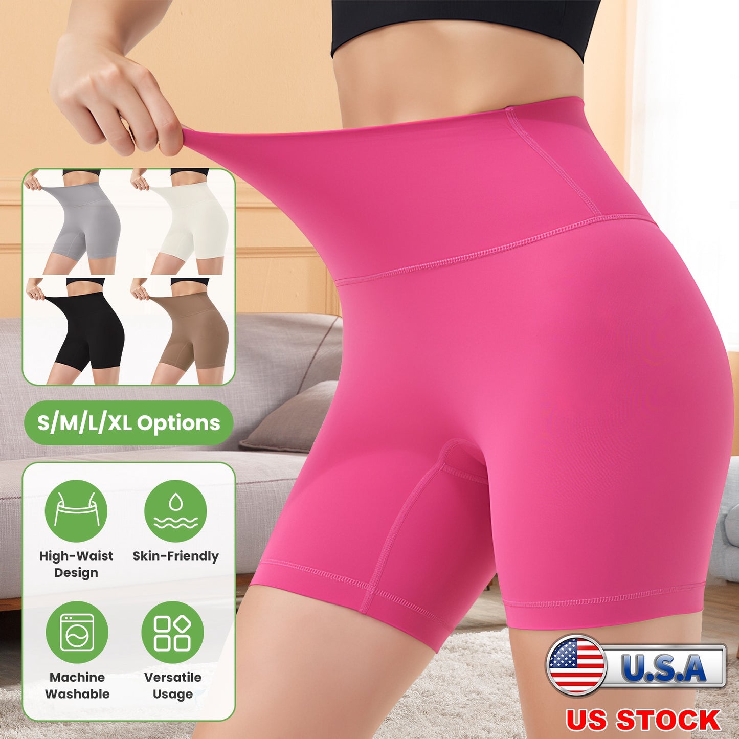 Women s High Waist Biker Shorts Tummy Control Pants Athletic Leggings Spandex