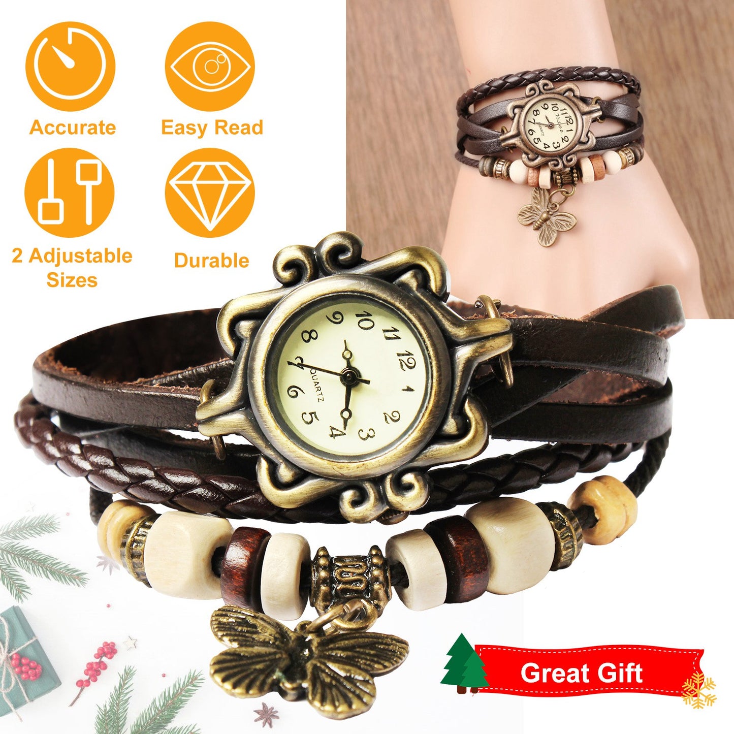 Vintage Women s Watch Bohemian Handmade Leather Watch Quartz Wrist Watch