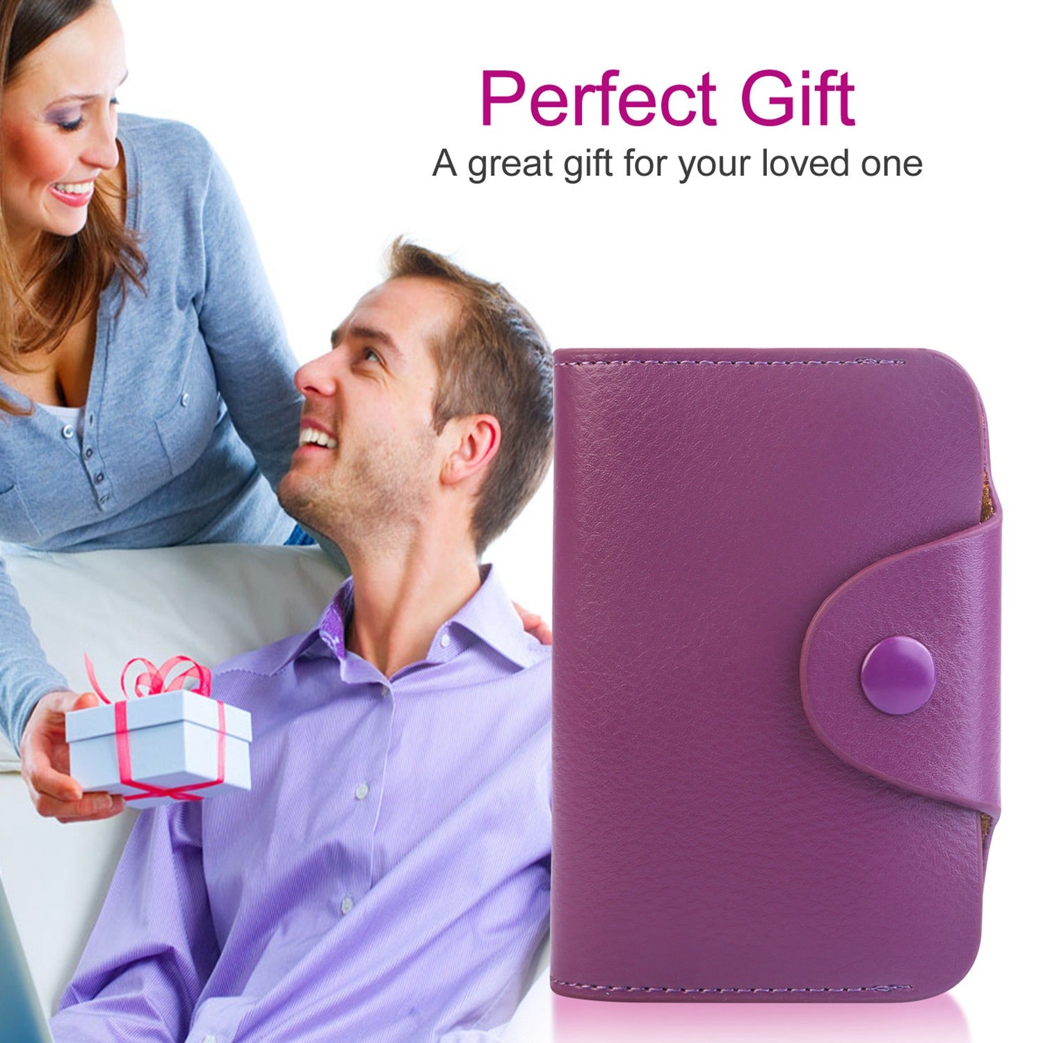 Credit Card Holder Wallet PU Leather Snap Closure Purse Accordion Case with 12