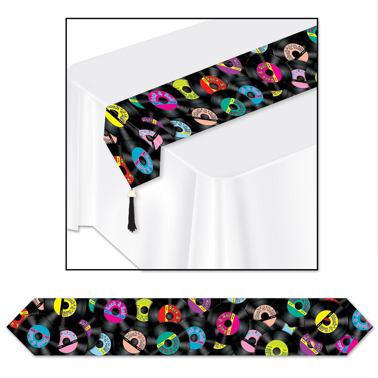 Beistle Printed 50's Table Runner - 50's/Rock & Roll | Party Supply
