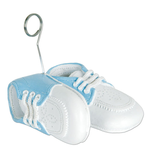 Beistle Blue Baby Shoes Photo/Balloon Holder - Baby Shower | Party Supply