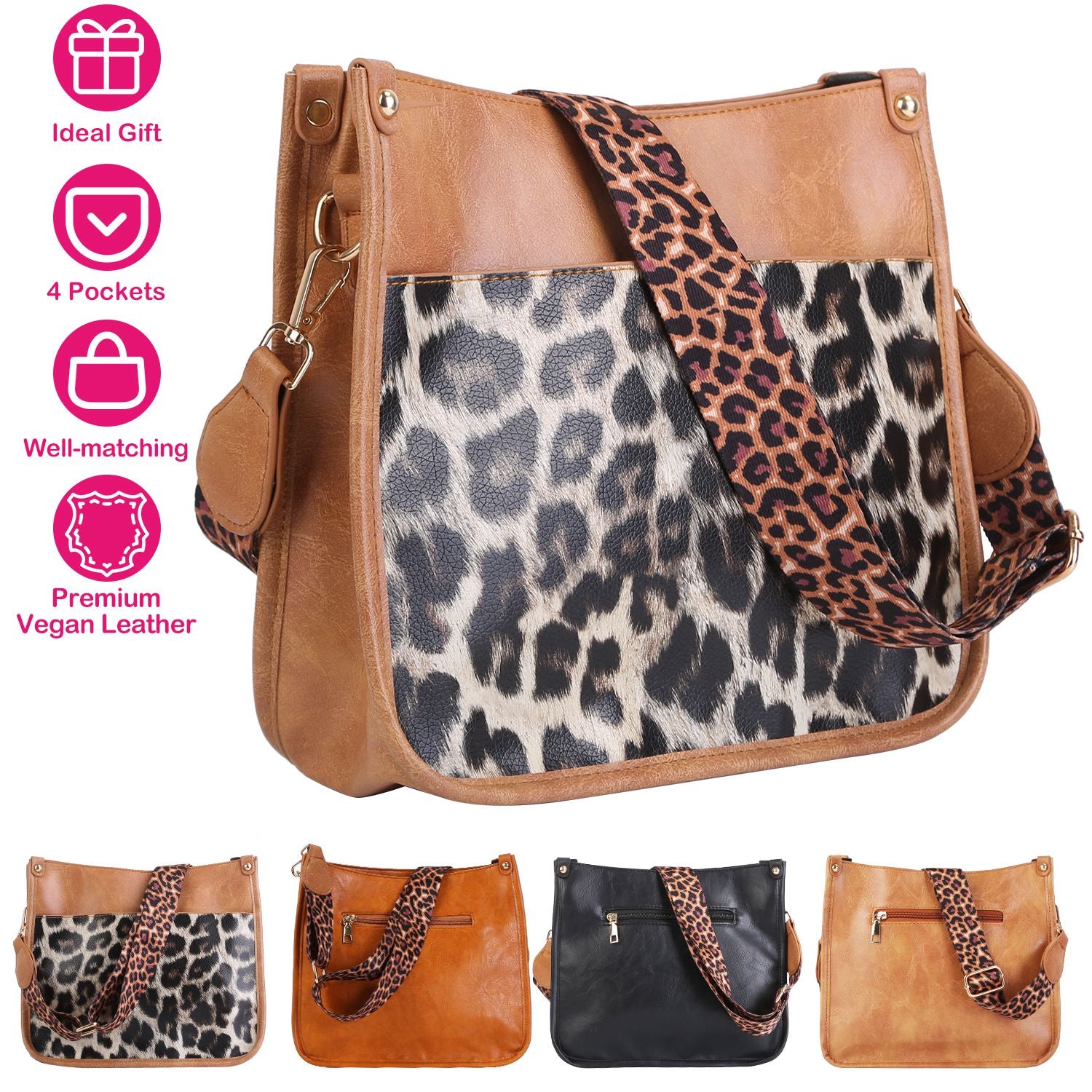 Women Fashion Leather Crossbody Bag Shoulder Bag Casual Handbag with Flexible