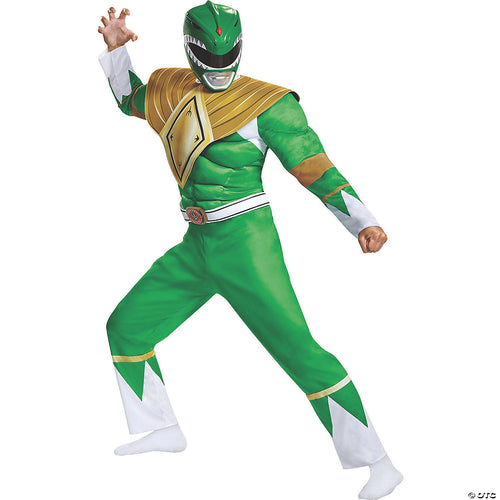 Mens Classic Muscle Power Rangers Green Ranger Classic Costume