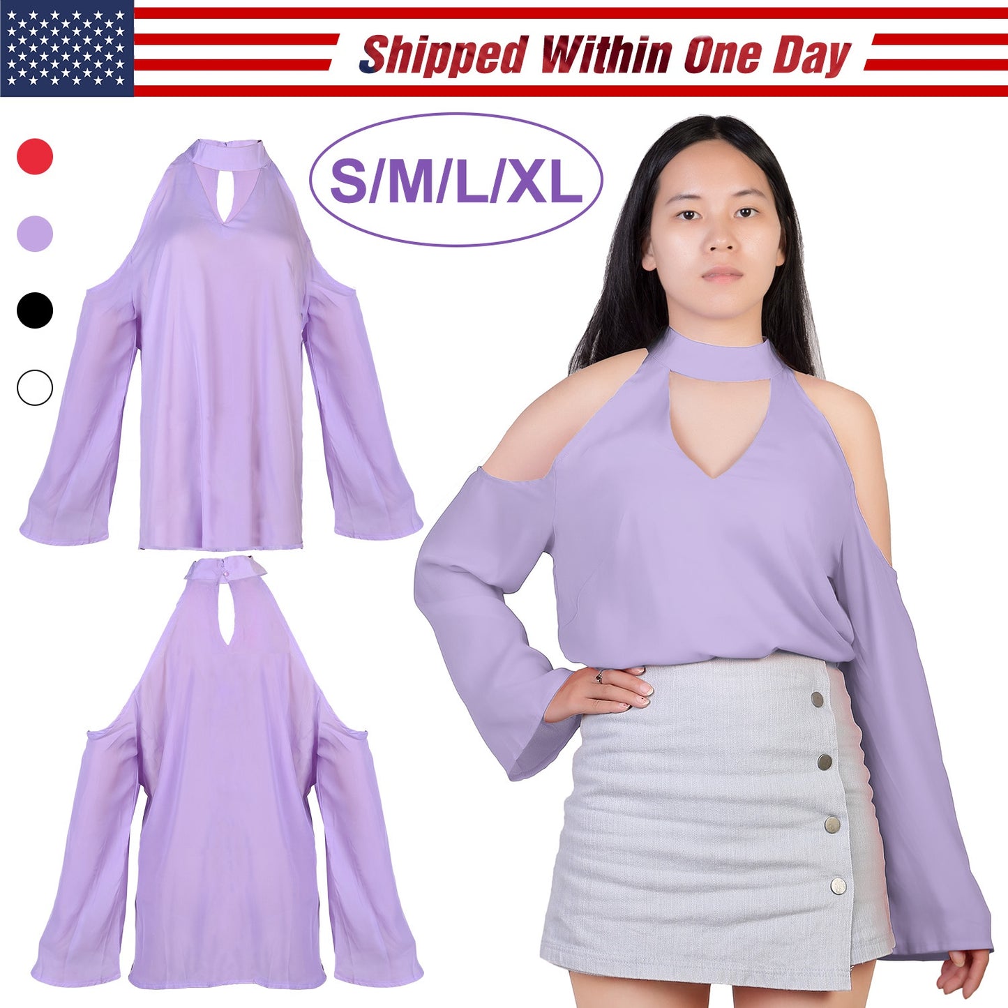 Women s Sexy Off The Shoulder Blouses Cold Shoulder Tops V-Neck Long Sleeve