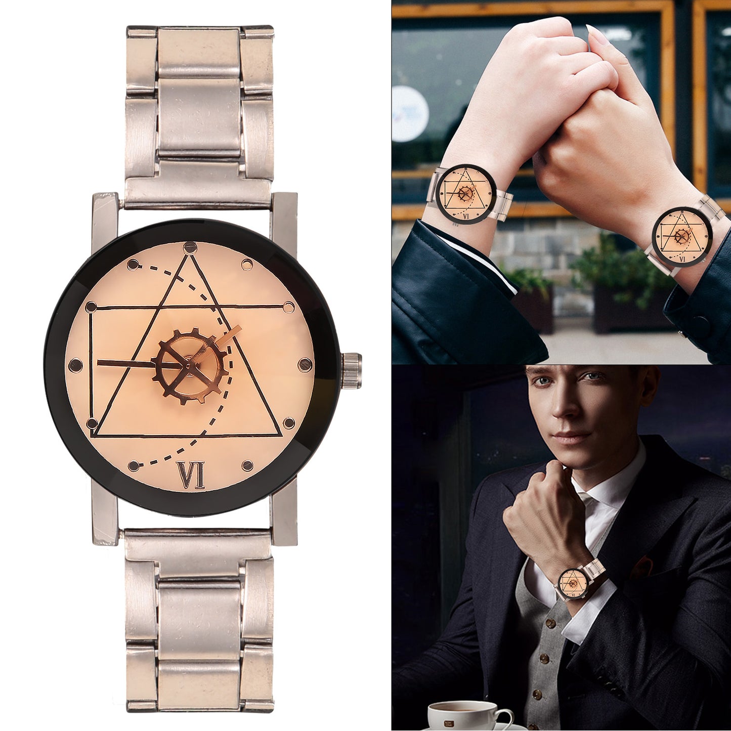 Couples Quartz Watch Men Women Stainless Steel Wrist Watch Ultra-Thin Cutting
