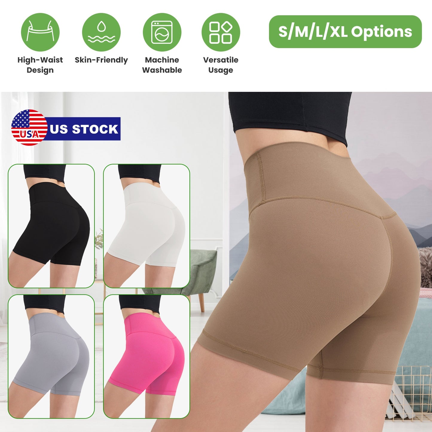 Women s High Waist Biker Shorts Tummy Control Pants Athletic Leggings Spandex