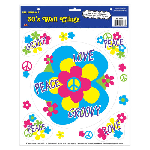 Beistle 60's Peel N Place - Party Supply Decoration for 60's